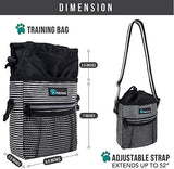 PetAmi Dog Treat Pouch, Pet Treat Pouch for Training, Dog Walking Bag Holder for Kibbles, Pet Food Toy, Dog Trainer Essentials Supplies, Poop Bag Dispenser, 3 Ways to Wear (Black Stripes)