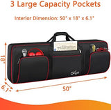 SNIGJAT 76 Key Keyboard Case Soft (Interior: 48.4"x 18"x6.1"), Padded Piano Case with Handle and Adjustable Shoulder Straps, Keyboard Gig Bag with 3 Pockets for Instrument Parts and Accessories