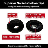 Memory Foam Earbud Tips - Premium Noise Isolation, Replacement Foam Ear Tips, 3 Pairs for Airpods Pro (SFAIR, S/M/L, Black, Tester Pack)