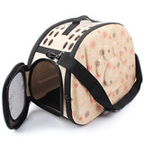 Foldable Pet Dog Cat Carrier Cage Collapsible Travel Kennel - Portable Pet Carrier Outdoor Shoulder Bag for Puppy Dog Cat Small Medium Large Animal (M, Beige)