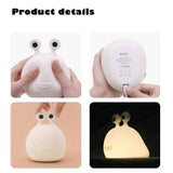 Slug Night Light,Silicone lamp for Kids USB Rechargeable Cute Animal Lamps Timer Setting safe Bedside Lamp Portable LED Lamps for Breastfeeding Dorm Room Decor for Christmas Gift Baby Kids Girls Teens