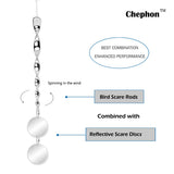 Chephon Bird Scare Rods with Reflective Discs Reflectors - Upgraded Bird Spinner Scare Device of Twisting Rods and Disks to Keep Birds Away Like Woodpecker and Pigeon - 6 Pack