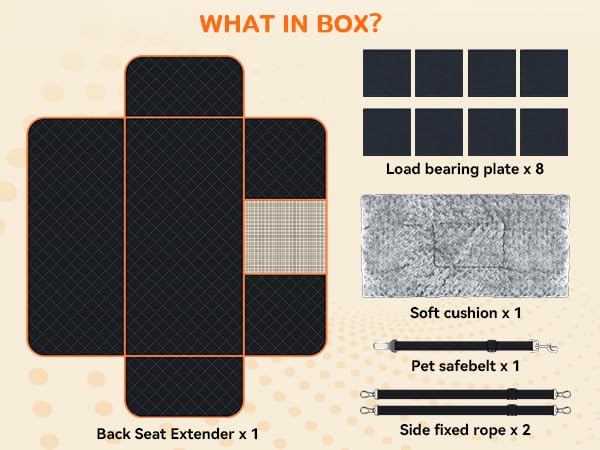 TNELTUEB Extra Large Back Seat Extender for Dogs with Dog Bed Mats, Waterproof Dog Car Seat Cover for Back Seat with Hard Bottom, Anti Scratch, Safer, Easy to Use and Clean, Holds 450LBS Black