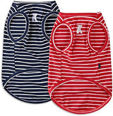 Koneseve Dog Shirt Vest Lightweight Stretchy Dog T-Shirts Soft Cool Shirts Sleeveless Stripe Vests Breathable Clothes for Puppy Kitty Cat Small Medium Large Dogs 2 Pack Red + Blue [M/Medium]