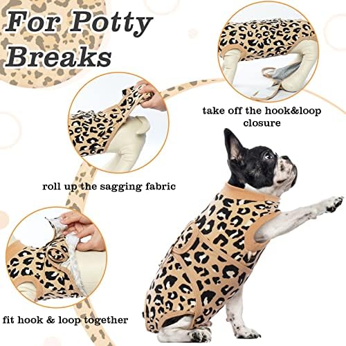 FUAMEY Recovery Suit for Dogs After Surgery,Soft Breathable Dog Bodysuit E-Collar & Cone Alternative Surgical Suit,Male Female Dog Neuter Spay Suits Anti Licking Wounds Onesie Brown Leopard S
