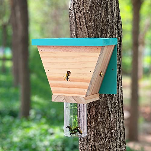 GAW Nature Wood Shed Style Carpenter Bee Traps for Outdoors, 4 Pack Best Wooden Bee Trap for Outside