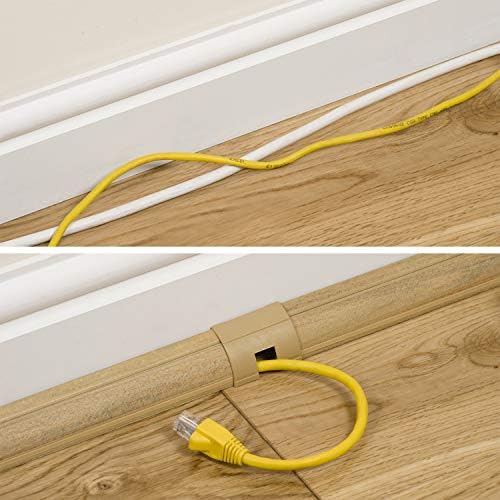 D-Line 157in Stainable Wood-Effect Corner Cable Concealer Multipack, Floor Wire Hider, Quarter Round Cord Cover, Organize Cords in Corners, Floor Molding - 10x 15.7in Lengths & Accessories
