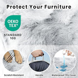 Calming Extra Large Dog Couch Bed for Dogs, 45 x 37 inch Waterproof Removable Dog Mat Couch Cover for Furniture Protector, Non-Slip Fluffy Pelsbarn Dog Bed for Couch, Sofa, Car - Tie-Dry Grey