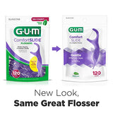 GUM Comfort Slide Floss Picks - Perfect for Tight Teeth - Extra Strong Shred-Resistant Dental Floss, Easy Grip Handle - Dental Flossers for Adults - Fresh Mint Flavor, 120ct