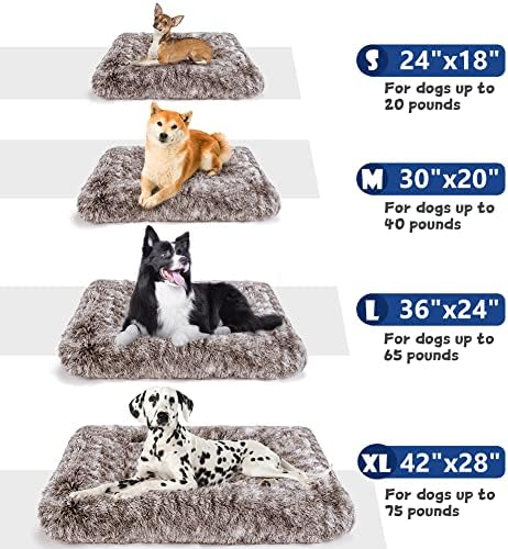 Dog Bed Crate Pad Plush Soft Pet Bed Calming Dog Crate Bed for Large Medium Small Dogs and Cats Washable Anti-Slip Kennel Crate Mats for Sleeping and Anti Anxiety XL