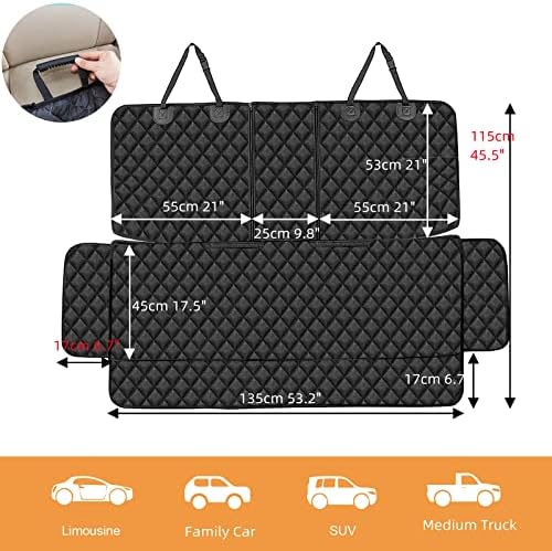 Dog Car Seat Cover for Back Seat Cover for Kids ISOFIX Car Seat Protector for Dogs Nonslip Water Proof Universal Fit Dog Car Seat Cover for Truck SUV(Large,Black)