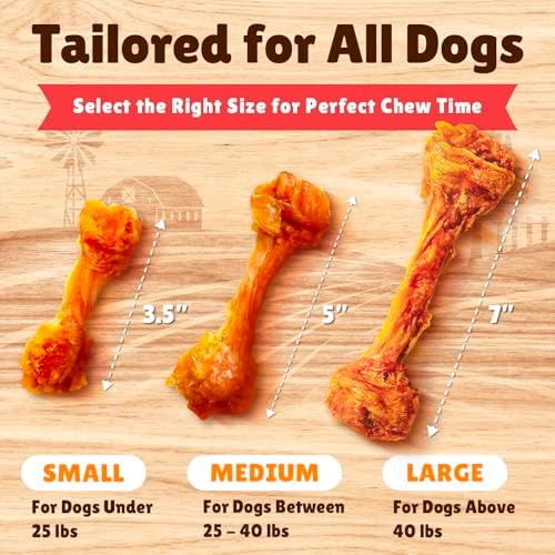 Gootoe Turkey Tendon Dog Treats 1 lb (Pack of 1) – Bone (M), 100% USA Sourced Turkey, Natural Snack, Premium Puppy Chews, Hypoallergenic, Rawhide Free, Reseal Value Bag, Size for Medium Breeds