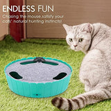 Pawaboo Interactive Cat Toy with Running Mouse, Electronic Motion Cat Toy Automatic Teaser for Indoor Cats, Pop and Play Hide Seek Cat Toy Hunting Mouse for Pet Cat Kitten Play Fun Exercise, Lake Blue