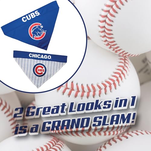 Pets First MLB Chicago Cubs Reversible Bandana Size XX-Large for Dogs & Cats. 2 Sided Sports Bandana,Premium Embroidery Team Logo, All MLB Teams Available