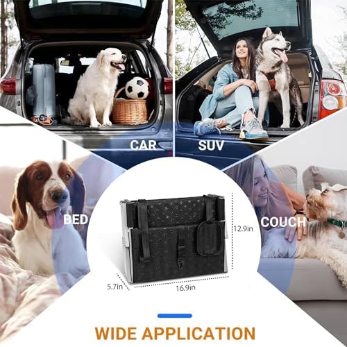 Niubya Portable Folding Dog Stairs for Cars, SUVs, Trucks - Lightweight Pet Ramp for Large Dogs with Non-Slip Surface - Reinforced Steps Support Up to 200 lb - 6 Steps