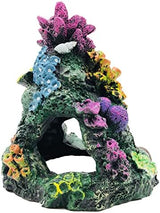 GSD Aquarium Colorful Coral Reef Set Fish Tank Decoration Mountain Ornament for Aquarium Environments Decor Accessories, Coral Mountain x 1, Aquatic Plant x 4