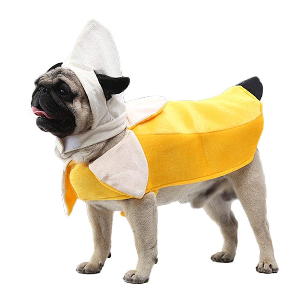 Banana Dog Costume - Funny Halloween Cosplay Jumpsuit Fashion Dress for Puppy to Large Dogs - Special Events Photo Props Accessories