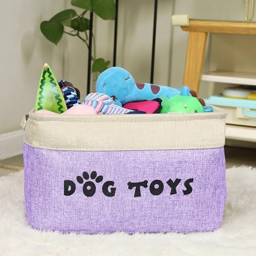 PET ARTIST Dog Toy Basket Bin- Rectangular Storage Box Chest Organizer for Dog Toys,Dog Coats,Dog Clothing,Dog Apparel & Accessories,Purple