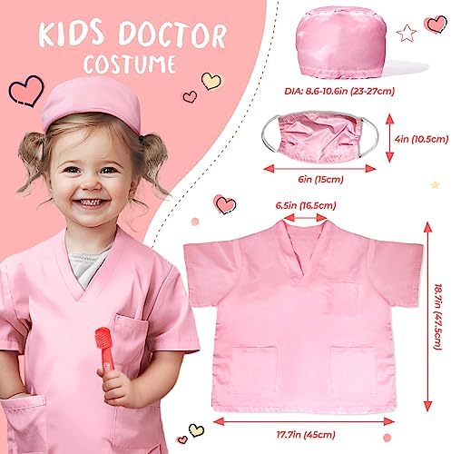 Dentist Kit for Kids with Pretend Teeth, Dental Accessories and Dress Up Costume - Kids Dentist Kit Play Set - Pretend Play Gift for Kids Toddlers Ages 3 4 5 6 Year Old for Role Play