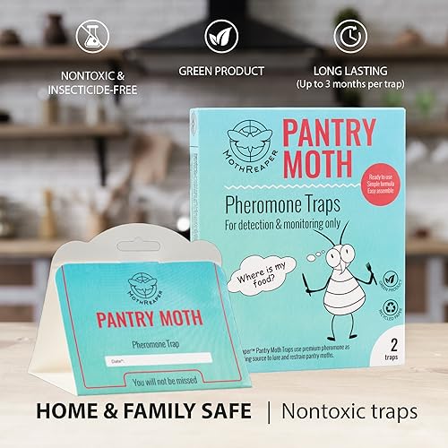 Pantry Moth Trap 2-Pack - Pantry Moth Glue Traps for House Pantry, Pantry Moth Traps for Food and Cupboard Moths, Pantry Moth Traps with Pheromones Prime Pest Trap Indian Meal Moth Traps for Kitchen