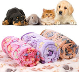 Tatuo 4 Pcs Dog Blanket for Pet Puppy Teething Toys Paw Print Fleece Blanket for Pet Cat Soft Warm Sleep Mat Guinea Pig Cage Mat(Small(24 x 16 Inch),White, Coffee, Pink, Purple)