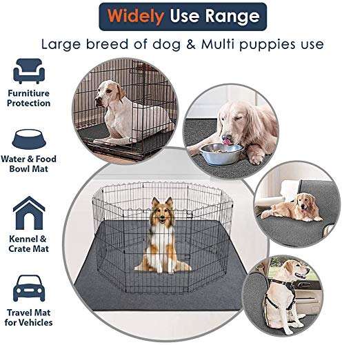 Washable Pee Pads for Dogs, Extra Large Reusable Dog Pee Pad, Waterproof Pet Mat, Dog Playpen Mats for Puppy Training Whelping Playpen Pads, Grey, 65x48 inch