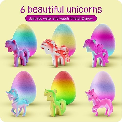 Dan&Darci Unicorn Hatching Surprise Eggs for Kids - 6 Pack - Grows 600% - Unicorn Toys for Girls & Boys Age 3-8 - Birthday Gift Ideas and Party Favors for 3+ Year Old Girl - Gifts for Ages 3 4 5 6 7 8