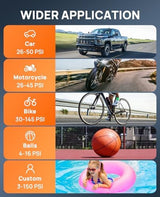 Tire Inflator Portable Air Compressor-ZGZUXO 150PSI Cordless Air Pump for Car Tires with Pressure Gauge LED Light, Electric Bike Tire Pump for Car Motorcycle Bicycle Ball, Bike Accessories