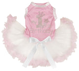 Petitebella Pink Rhinestones My 1st Birthday Puppy Dog Dress (Pink/Beige, X-Small)