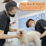 Dog Grooming Smock for Men Women, Anti-Static Smock for Pet Shop Dog Cat Grooming Bathing, Short Sleeves, Water Resistant and Hair Proof, (Solid Black L)