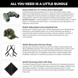 Kowa 8x30 YF II Porro Prism Lightweight Binoculars for Bird Watching, Hiking with Waith Adjustable Baseball Hat (Camo),Waith Binocular Harness Strap and Waith Microfiber Cleaning Cloth (Bundle Kit)