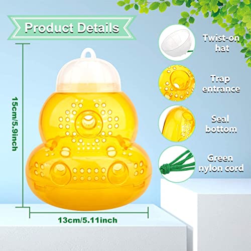 Wasp Trap Bee Traps Catcher, Wasp Traps Outdoor Hanging, Wasp Repellent Trap Deterrent Killer Insect Catcher, Non-Toxic Reusable Yellow Jacket Trap (Orange, 2 Pack)