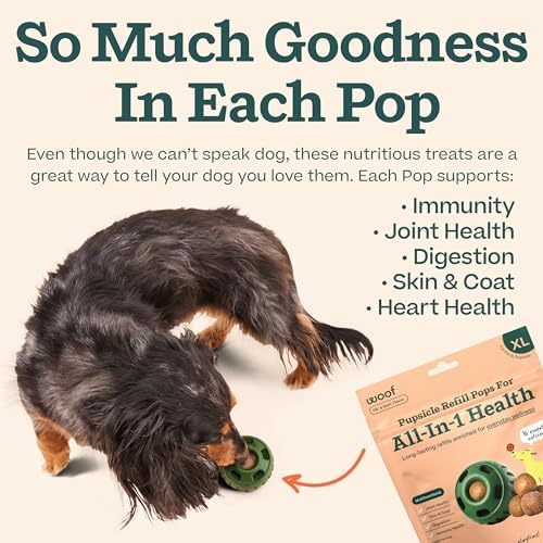 WOOF Pupsicle Refill Pops for All-in-1 Health - Long-Lasting Multivitamin Refills for The Pupsicle Toy - with Vitamins A, B, D, Iron, Magnesium, and Fiber - XL Pops - 5 Count