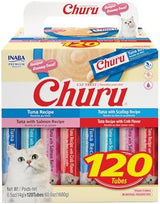 INABA Churu Cat Treats, Lickable, Squeezable Creamy Purée with Vitamin E, 0.5 Ounces per Tube, 120 Tubes Total, Tuna Variety