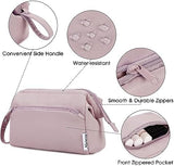 Narwey Large Makeup Bag Women Wide-open Make up Bag Travel Cosmetic Bag Organizer Toiletry Bag for Cosmetics Toiletries Accessories (Dusty Rose)