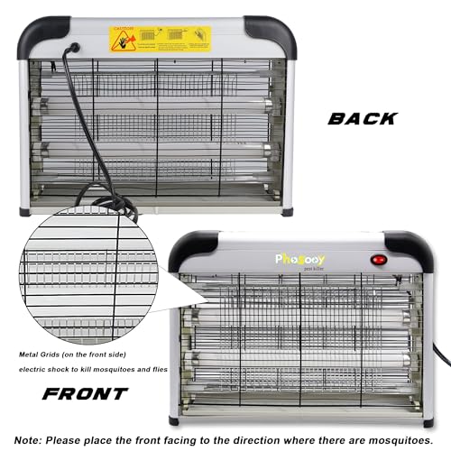 Phosooy Electric Bug Zapper, 2800V High Grid Indoor Mosquito Killer with 20W Lamps, Plug-in Hanging Insect Trap for Mosquitoes, Moths, Gnats, Flies and Flying Insects Indoor Use