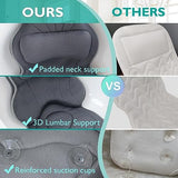 Luxury Thick Full Body Bath Pillows Mat & Cushion for Bathtub Headrest Neck Shoulder Support Comfort Relaxation Spa Accessories Perfect for a Spa Soak in Bathtub (Gray)