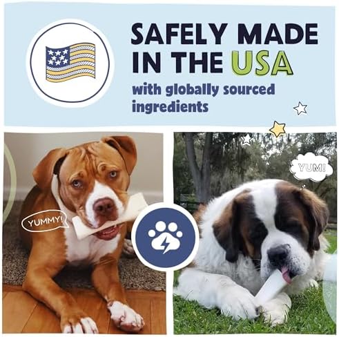 Pawstruck Large 5-6” Filled Dog Bones Variety Pack – Peanut Butter, Cheese & Bacon, Beef Flavors – Made in USA Long Lasting Stuffed Femur Treat for Aggressive Chewers – Pack of 3 – Packaging May Vary