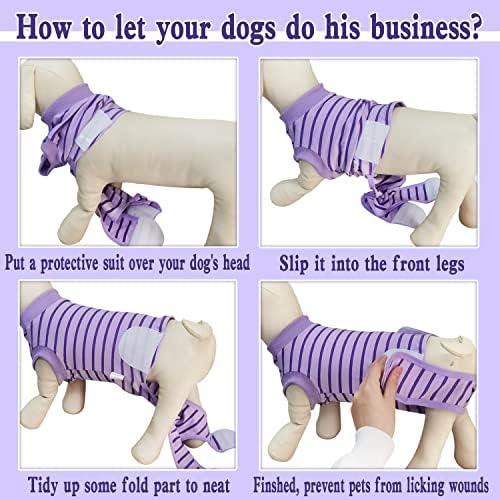 Dog Recovery Suit, Surgical Recovery Suit for Male Female Dogs Cats Spayed Onesie After Surgery, Dog Post Surgery Suit Anti Licking & Biting Surgical Shirt with Pee Hole，Purple Large