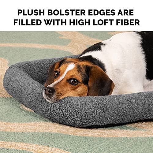 Furhaven Dog Bed for Extra Small Dogs & Indoor Cats, 100% Washable, Sized to Fit Crates - Sherpa Fleece Bolster Crate Pad - Gray, Extra Small (Pack of 2)