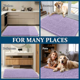 OLANLY Dog Door Mat for Muddy Paws 47x24, Absorbs Moisture and Dirt, Absorbent Non-Slip Washable Doormat, Quick Dry Chenille Mud Mat for Dogs, Entry Indoor Entryway Carpet for Inside Floor, Lavender