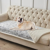 Qeils Dog Blankets for Large Dogs - Waterproof Pet Blanket Washable - Sherpa Fleece Puppy Blanket, Soft Plush Reversible Dog Blanket, Couch Cover for Dogs Washable, 30"X70", Grey Paw Print