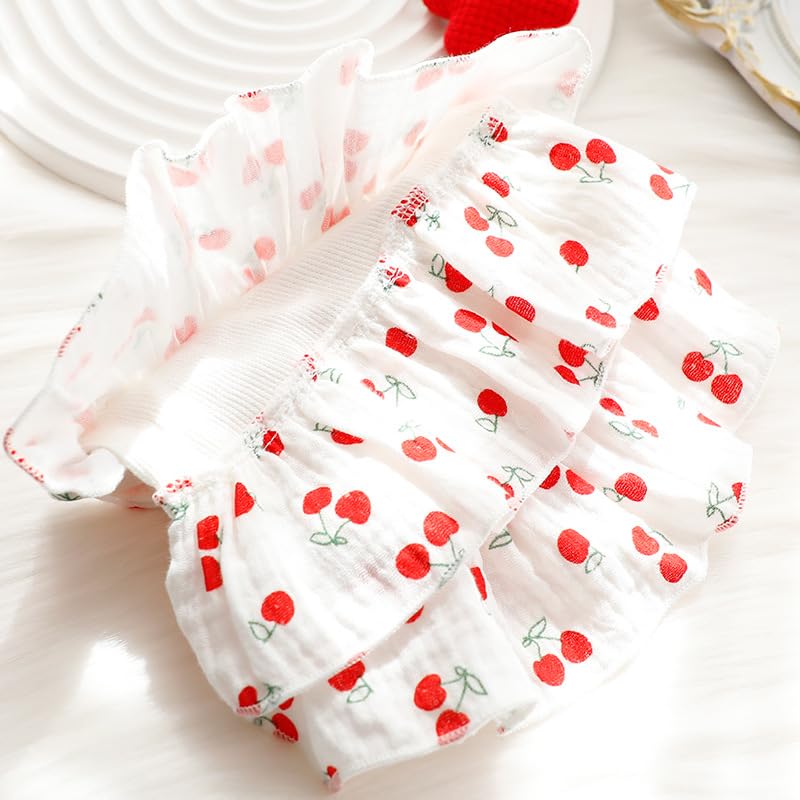 AZA Dog Princess Dresses for Small Dogs Clothes Cherry Costume Pet Suspenders Girl Cat Cute Lace Coat Floral Outfits Summer Costumes (L,Cherry)