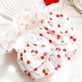 AZA Dog Princess Dresses for Small Dogs Clothes Cherry Costume Pet Suspenders Girl Cat Cute Lace Coat Floral Outfits Summer Costumes (L,Cherry)