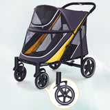 Large Dog Stroller-4 Wheel Pet Strollers for Medium Dogs or 2 Dogs- One-Click Foldable - Large Breathable Mesh & Sunroof - All Terrain Pet Stroller for Medium Senior Dog up to 88 lbs (Yellow)