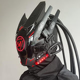 KYEDAY Punk Mask Cosplay for Men, Round Light with Braids Mask Cosplay Halloween Fit Party Music Festival Accessories