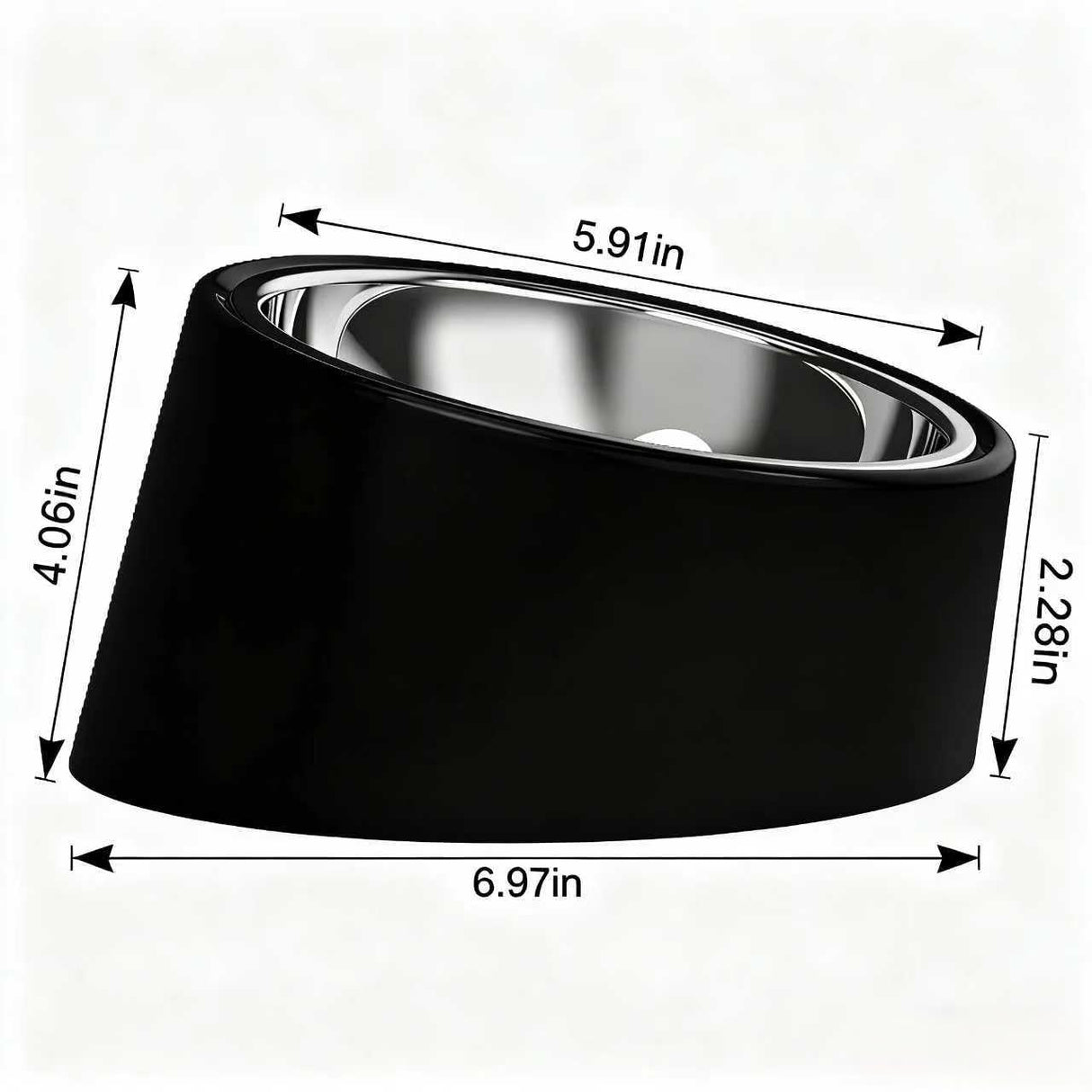 No-Spill Non-Skid for Large Breeds: 15° Tilted Feeder for with Cones or Long Ears - Detachable 2-in-1 Stainless Steel Elevated Dish, Easy Access, Black (Size L)