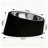 No-Spill Non-Skid for Large Breeds: 15° Tilted Feeder for with Cones or Long Ears - Detachable 2-in-1 Stainless Steel Elevated Dish, Easy Access, Black (Size L)