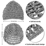 4 Pieces Mesh Crochet Hair Net Rayon Knit Snood Hat Thick Short Women Hairnet Snoods Cover Ornament for Sleeping (Black, Gray)