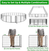 Dog Playpen Outdoor Extra Wide 24 Panels Heavy Duty Dog Fence 40" Height Anti-Rust with Doors Portable for RV Camping Yard, Total 63FT, 316 Sq.ft, Snowy Black